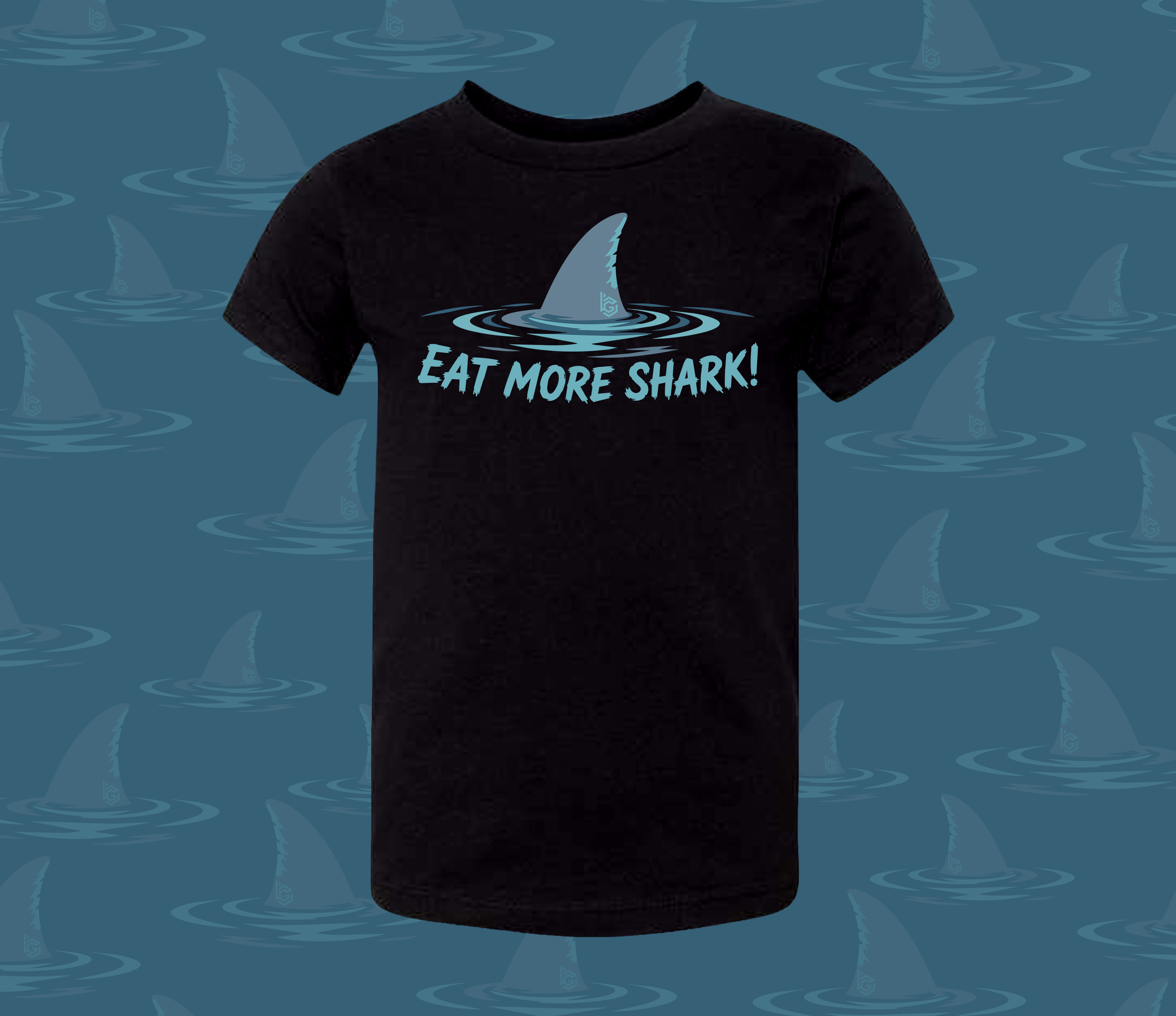Black Eat More Shark T-Shirt:   Infant-Youth