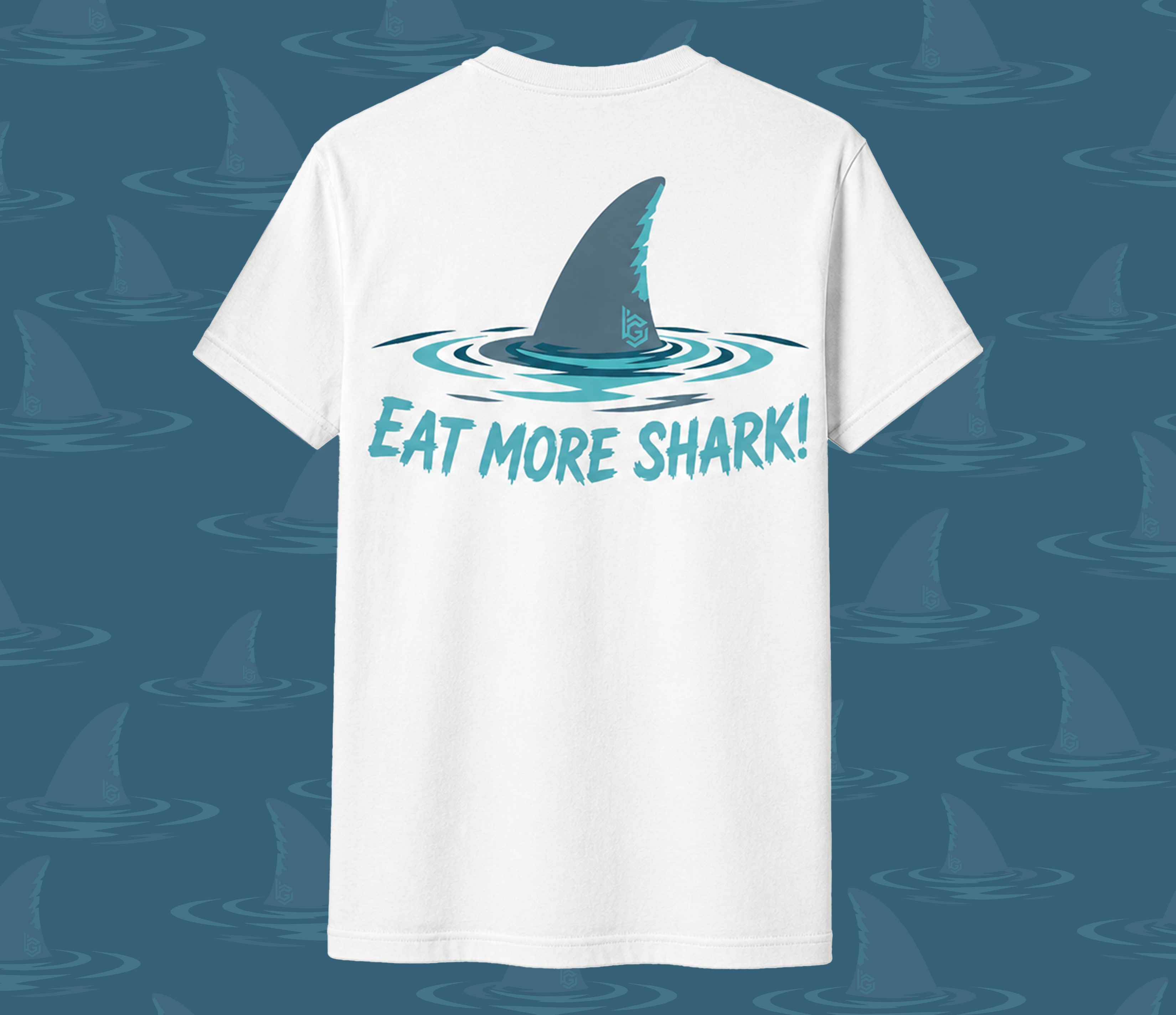 White Eat More Shark T-Shirt - Adult