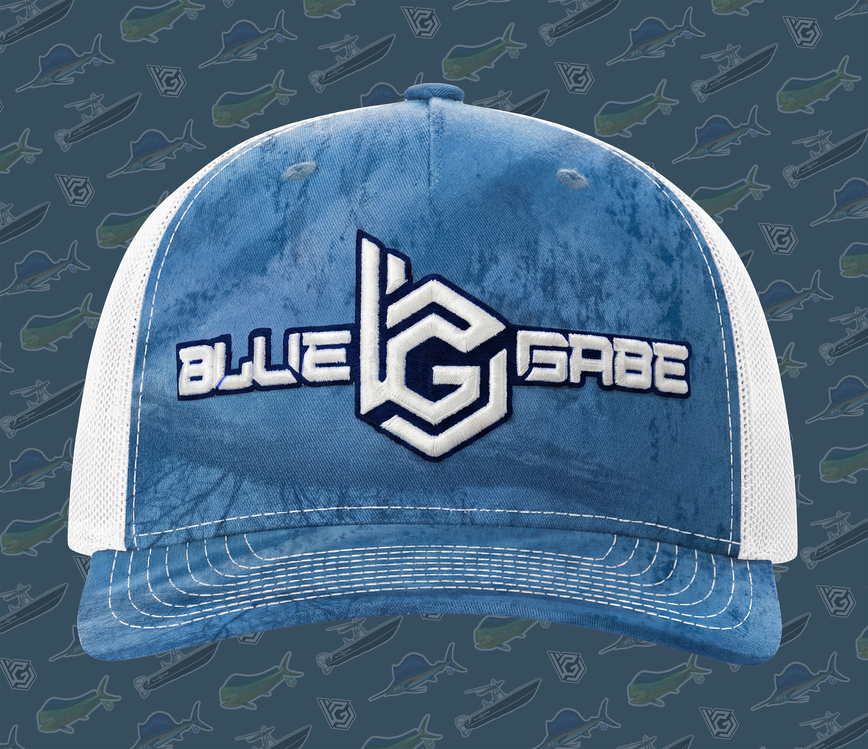 BlueGabe Realtree / White Fishing Trucker Hat